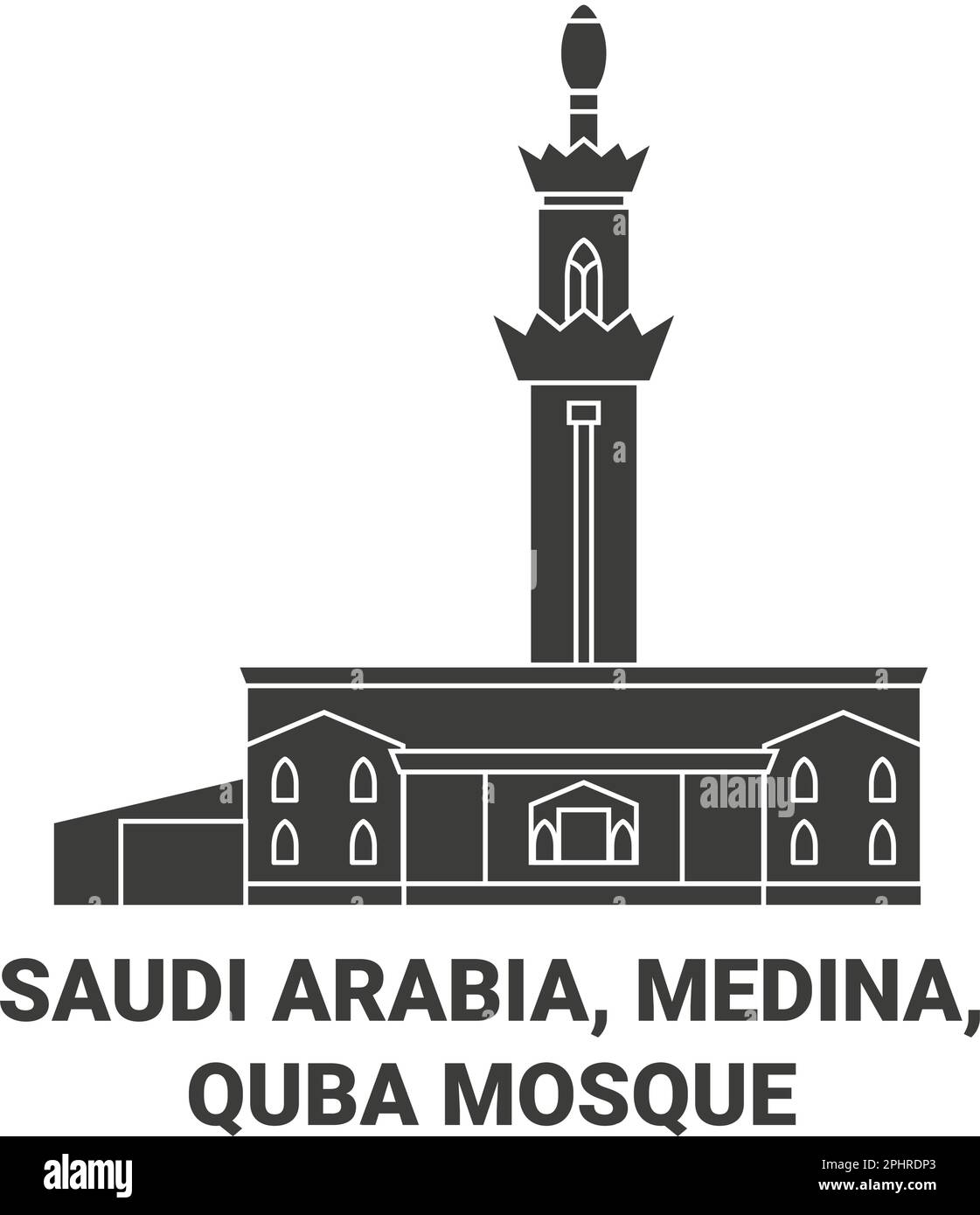 Saudi Arabia, Medina, Quba Mosque travel landmark vector illustration Stock Vector
