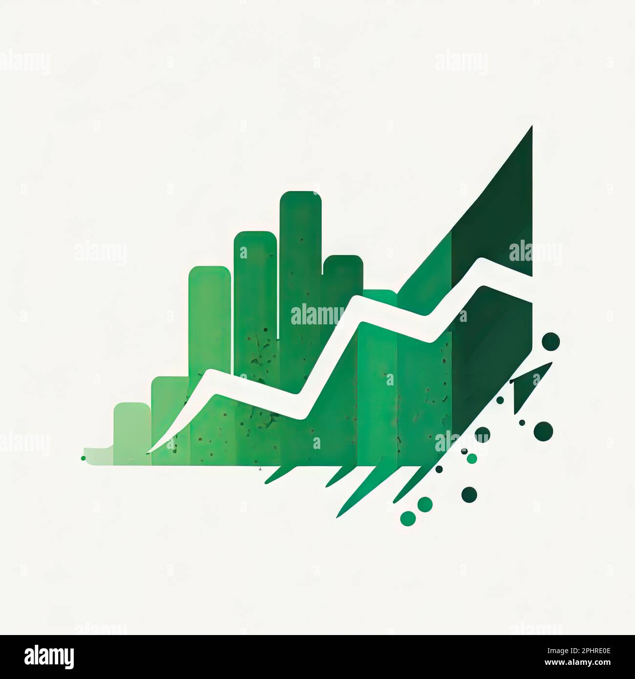 An illustration of a green graph chart with a pattern of both upwards