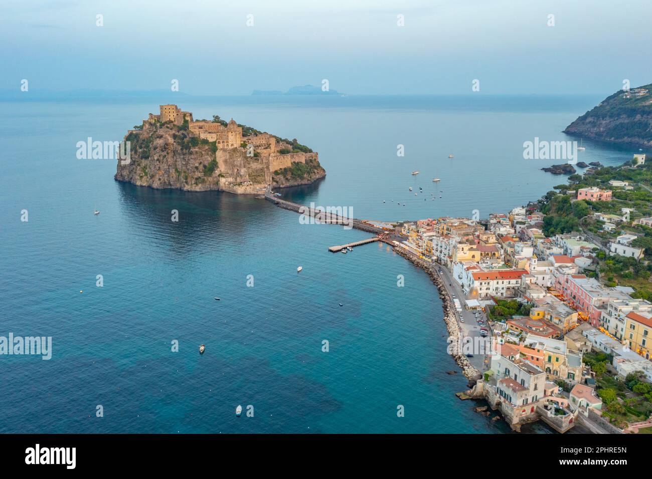Seaside view of Porto d'Ischia town at Ischia island, Italy Stock Photo