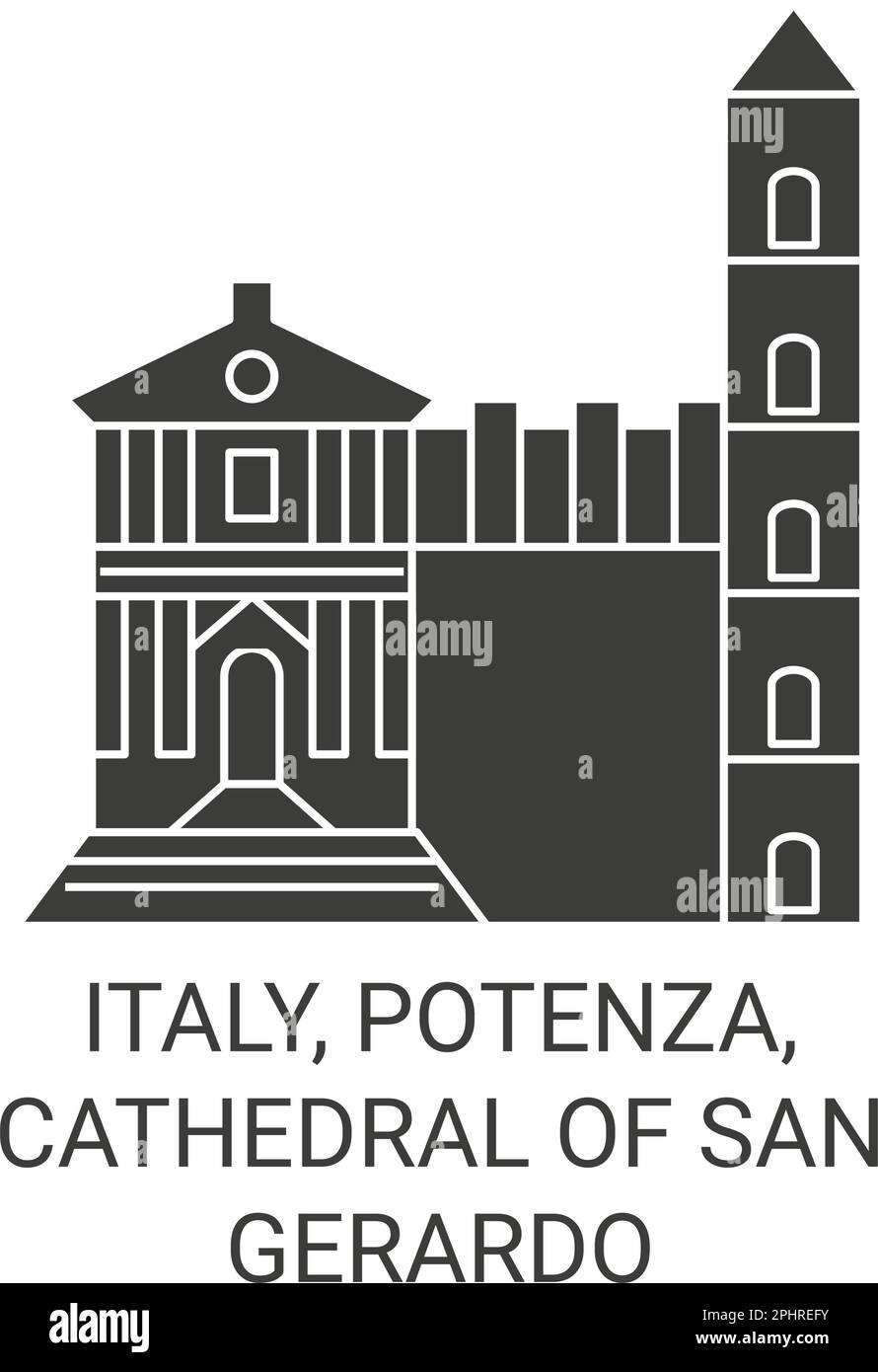 Italy, Potenza, Cathedral Of San Gerardo travel landmark vector illustration Stock Vector