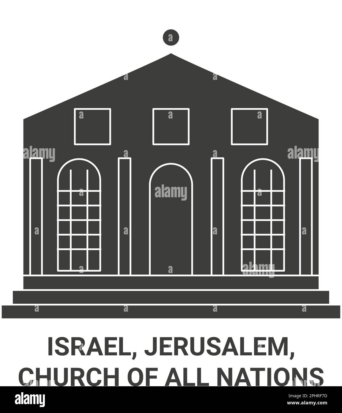 Israel, Jerusalem, Church Of All Nations travel landmark vector illustration Stock Vector