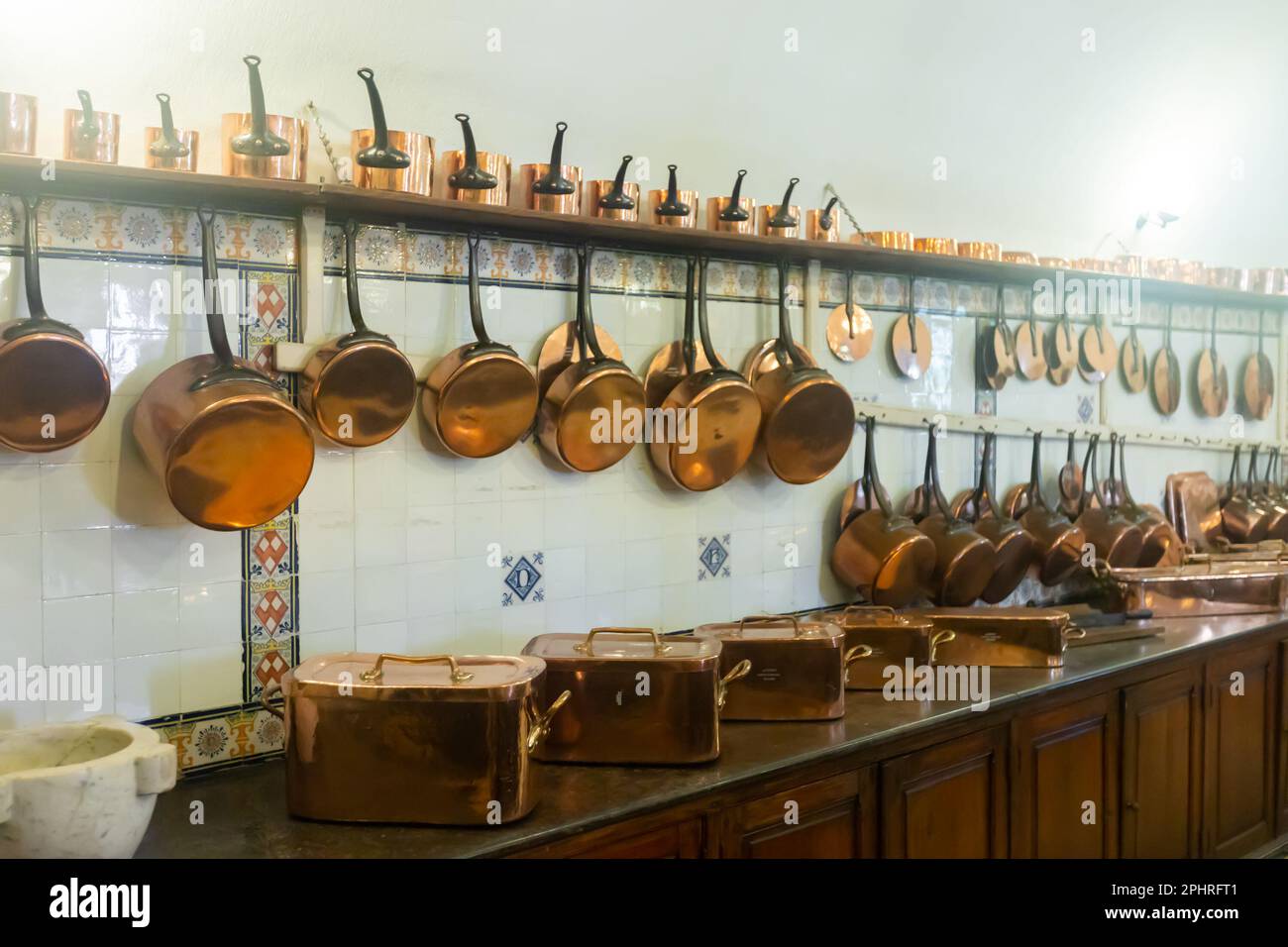 Old Kitchen in Castle De Haar, Netherlands Stock Photo