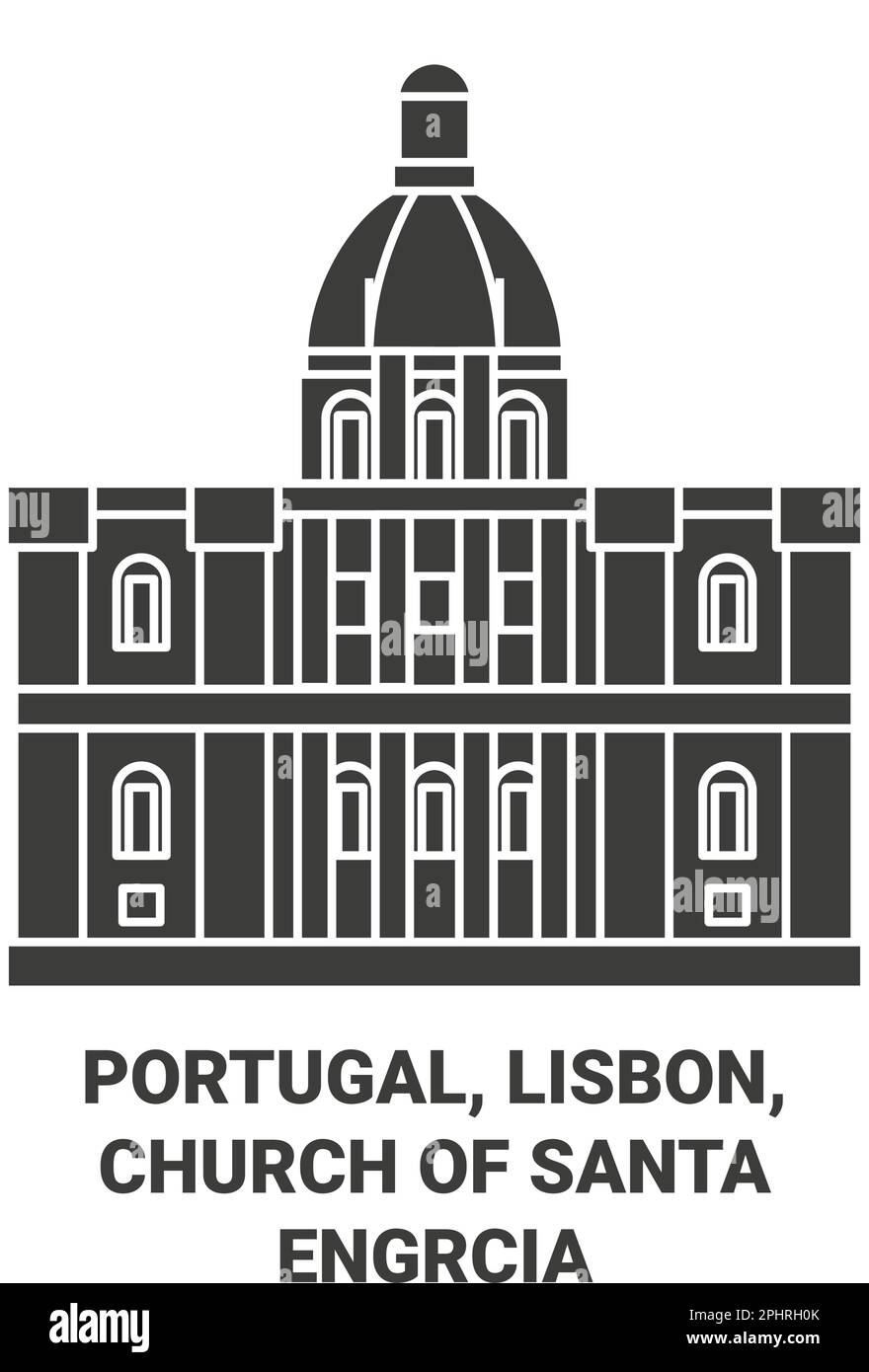 Portugal, Lisbon, Church Of Santa Engrcia travel landmark vector illustration Stock Vector
