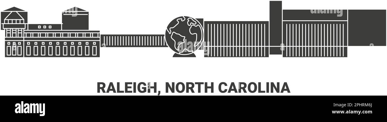 United States, Raleigh, North Carolina travel landmark vector illustration Stock Vector