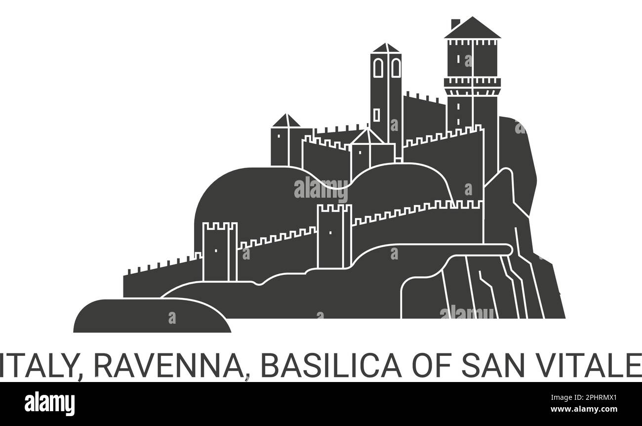 Italy, Ravenna, Basilica Of San Vitale, travel landmark vector illustration Stock Vector