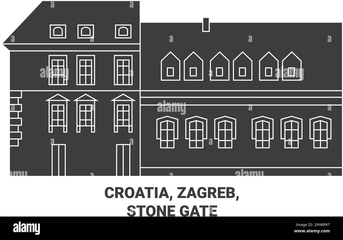 Croatia, Zagreb, Stone Gate travel landmark vector illustration Stock Vector