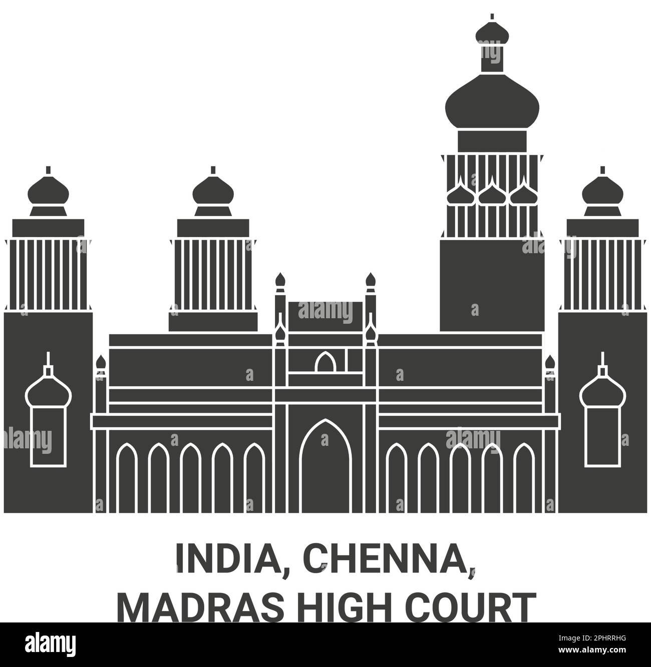 India, Chenna, Madras High Court travel landmark vector illustration Stock Vector