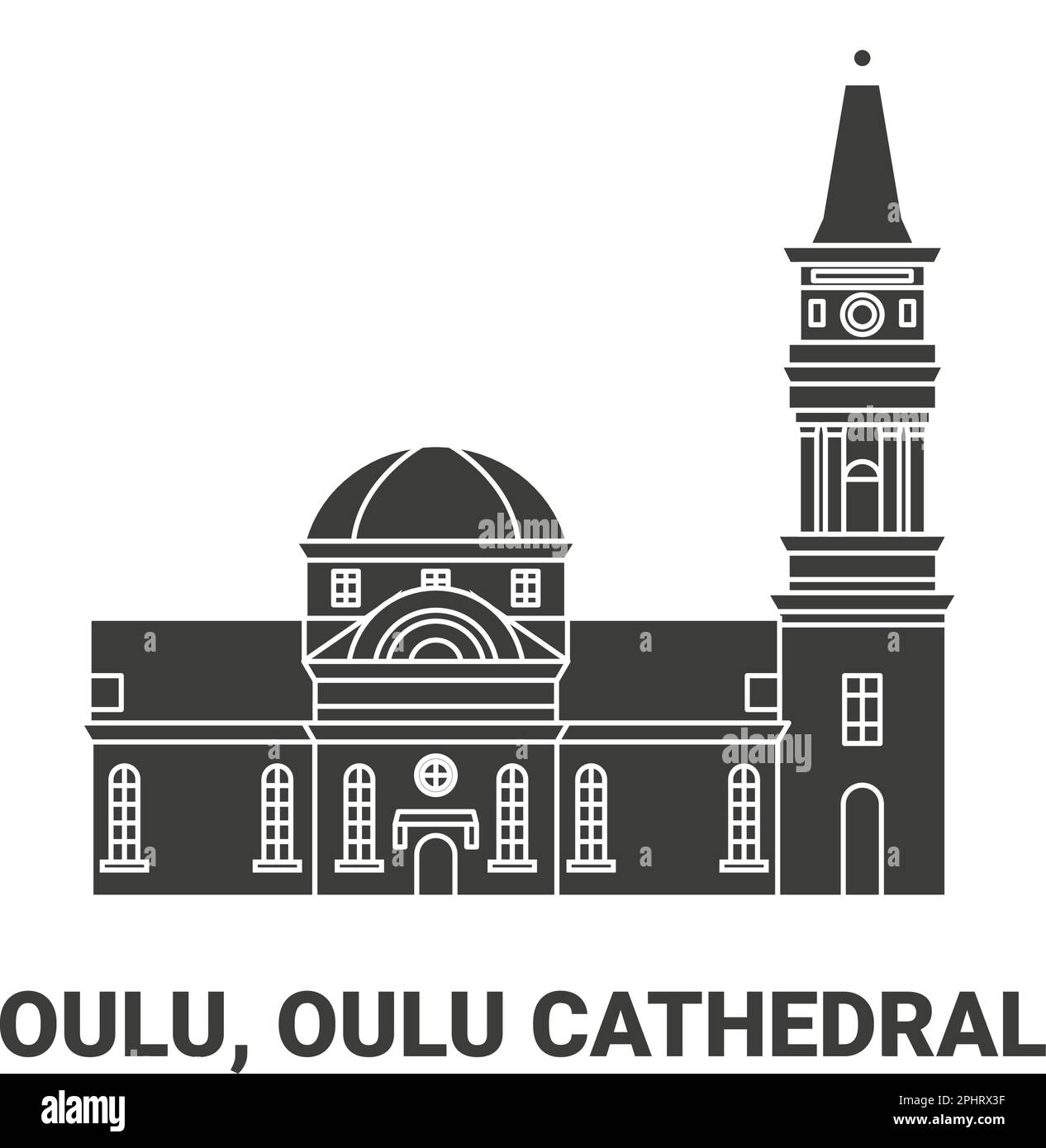 Finland, Oulu, Oulu Cathedral travel landmark vector illustration Stock Vector