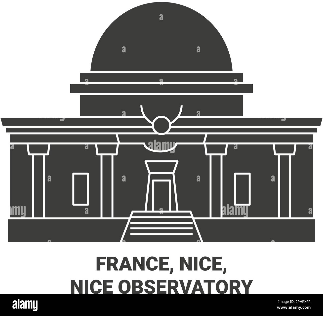 France, Nice, Nice Observatory travel landmark vector illustration Stock Vector
