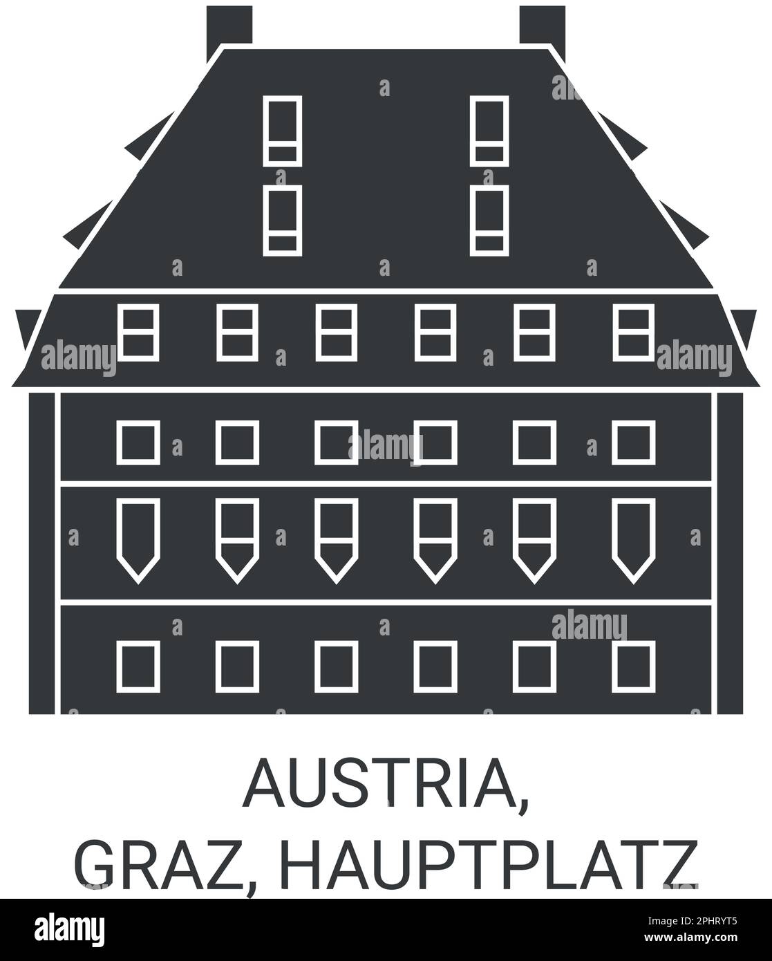 Austria, Graz, Hauptplatz travel landmark vector illustration Stock Vector