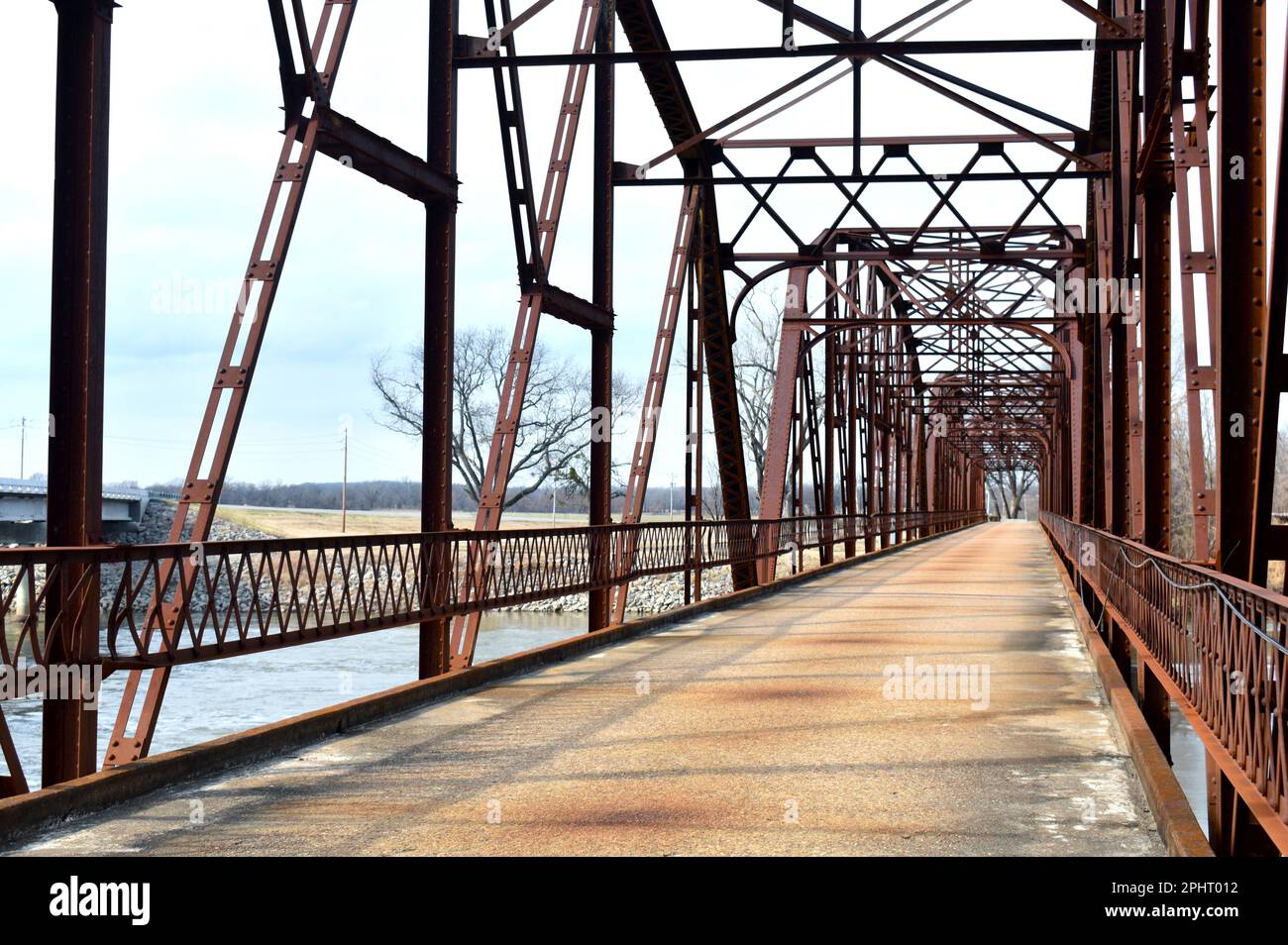 Grand Bridge over the Neosho (aka Grand) River at Fort Gibson, Oklahoma, OK, United States, US, USA. Stock Photo