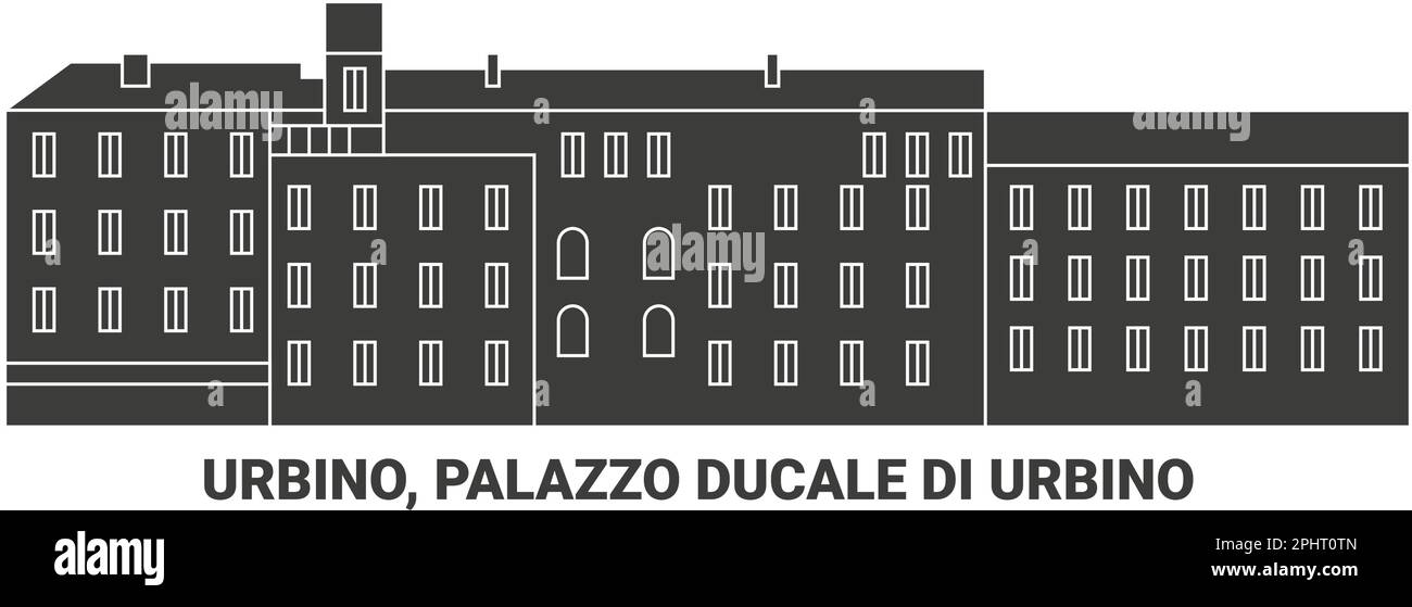 Russia, Urbino, Palazzo Ducale Di Urbino, travel landmark vector illustration Stock Vector