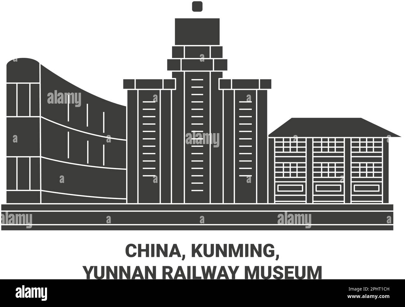 China, Kunming, Yunnan Railway Museum travel landmark vector illustration Stock Vector