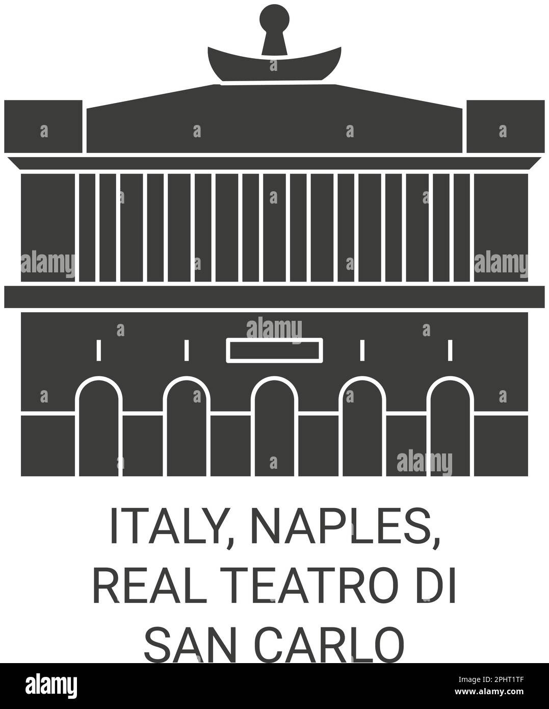 Italy, Naples, Real Teatro Di San Carlo travel landmark vector illustration Stock Vector
