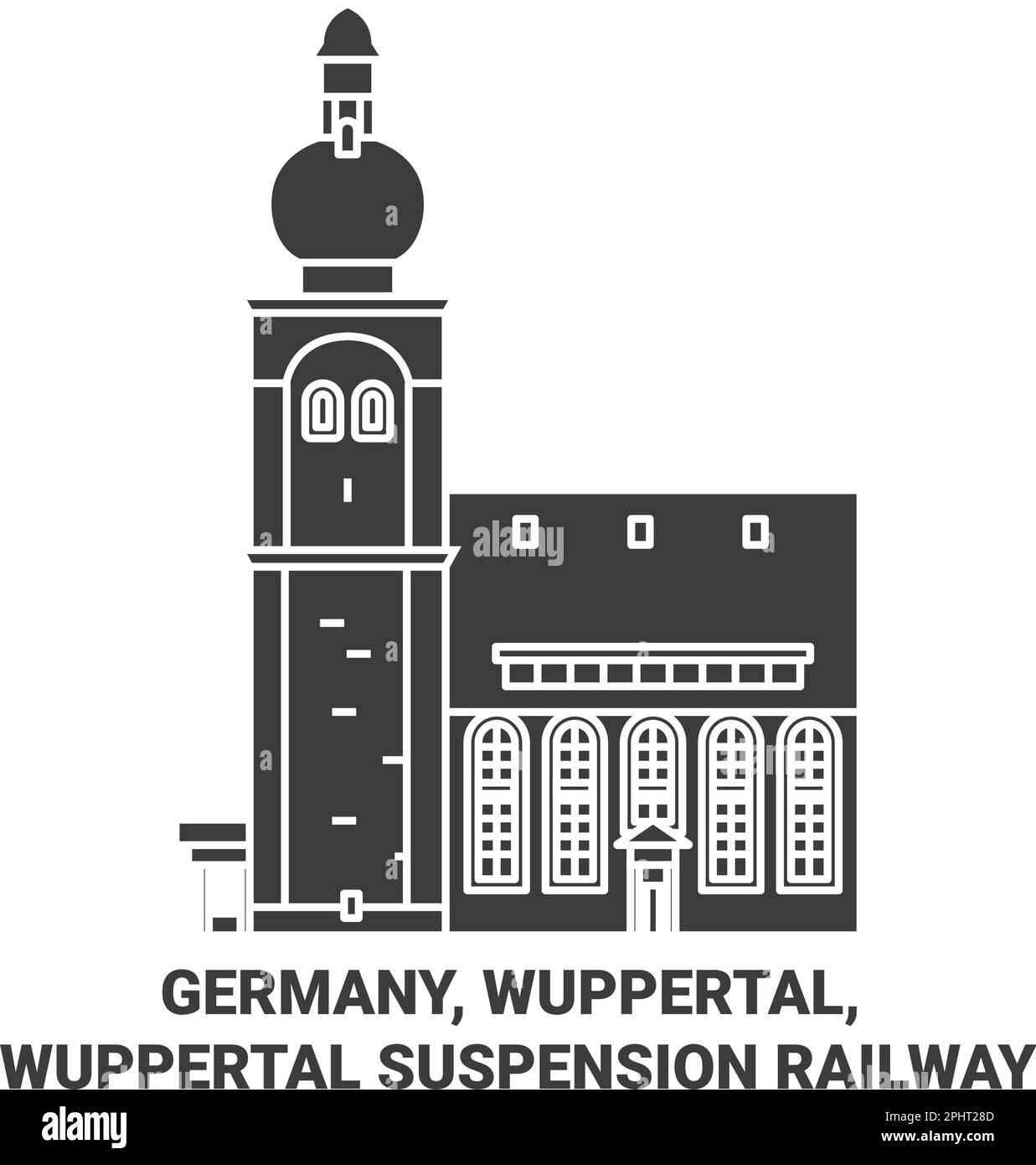 Germany, Wuppertal, Wuppertal Suspension Railway travel landmark vector illustration Stock Vector