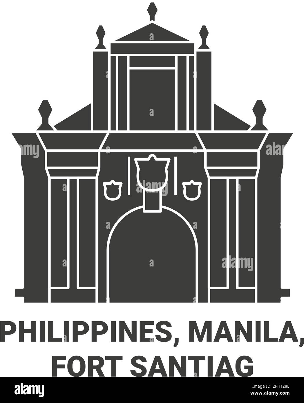 Philippines, Manila, Fort Santiag travel landmark vector illustration Stock Vector