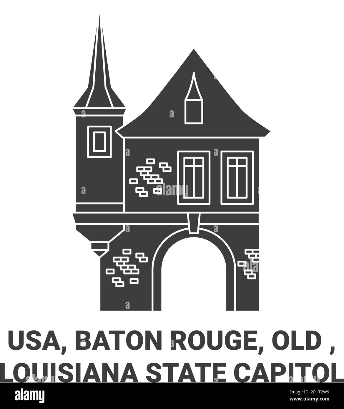 Usa, Baton Rouge, Old , Louisiana State Capitol travel landmark vector illustration Stock Vector