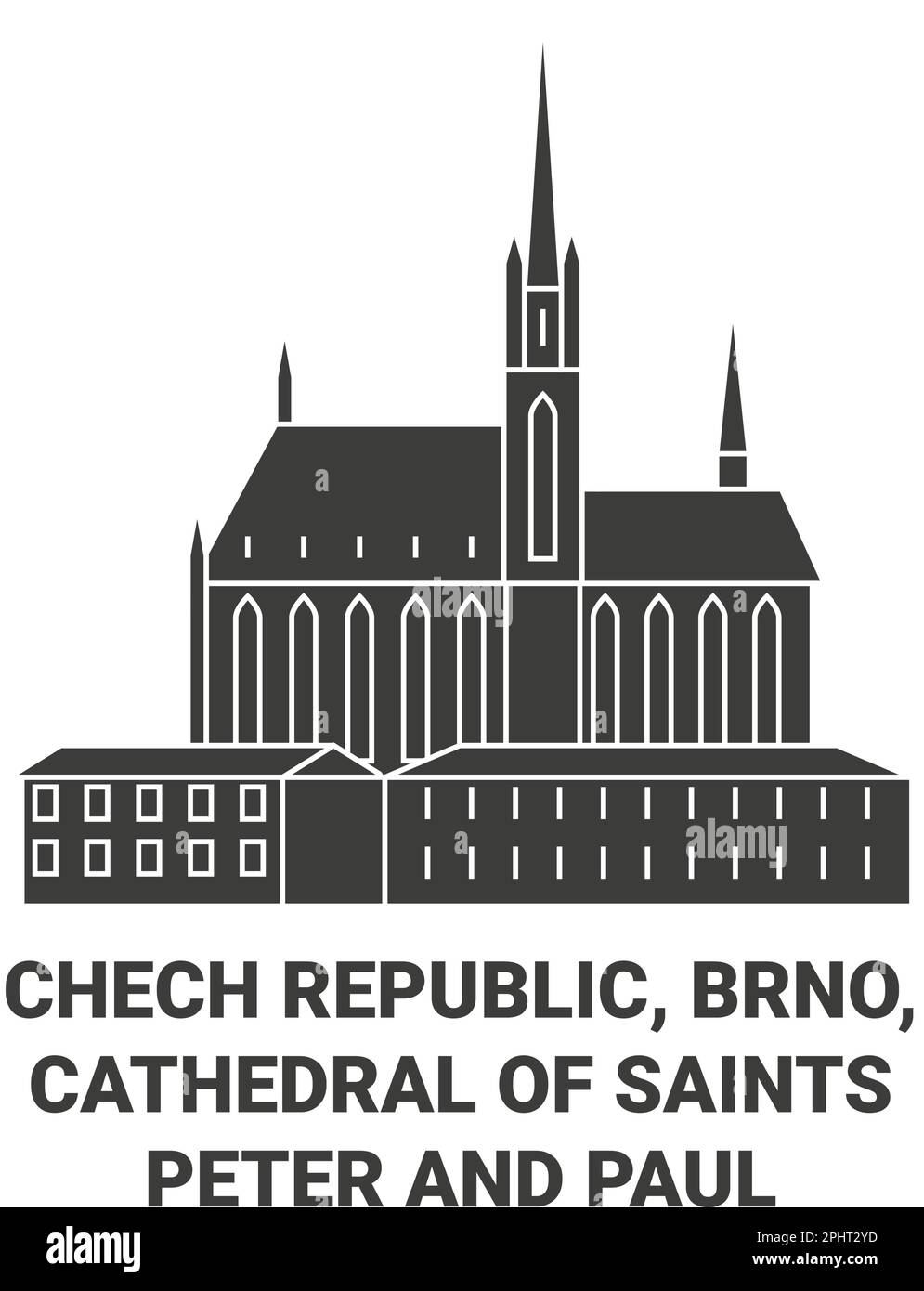 Chech Republic, Brno, Cathedral Of Saints Peter And Paul travel landmark vector illustration Stock Vector