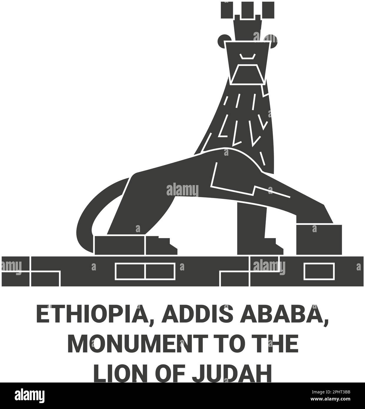 Ethiopia, Addis Ababa, Monument To The Lion Of Judah travel landmark vector illustration Stock Vector