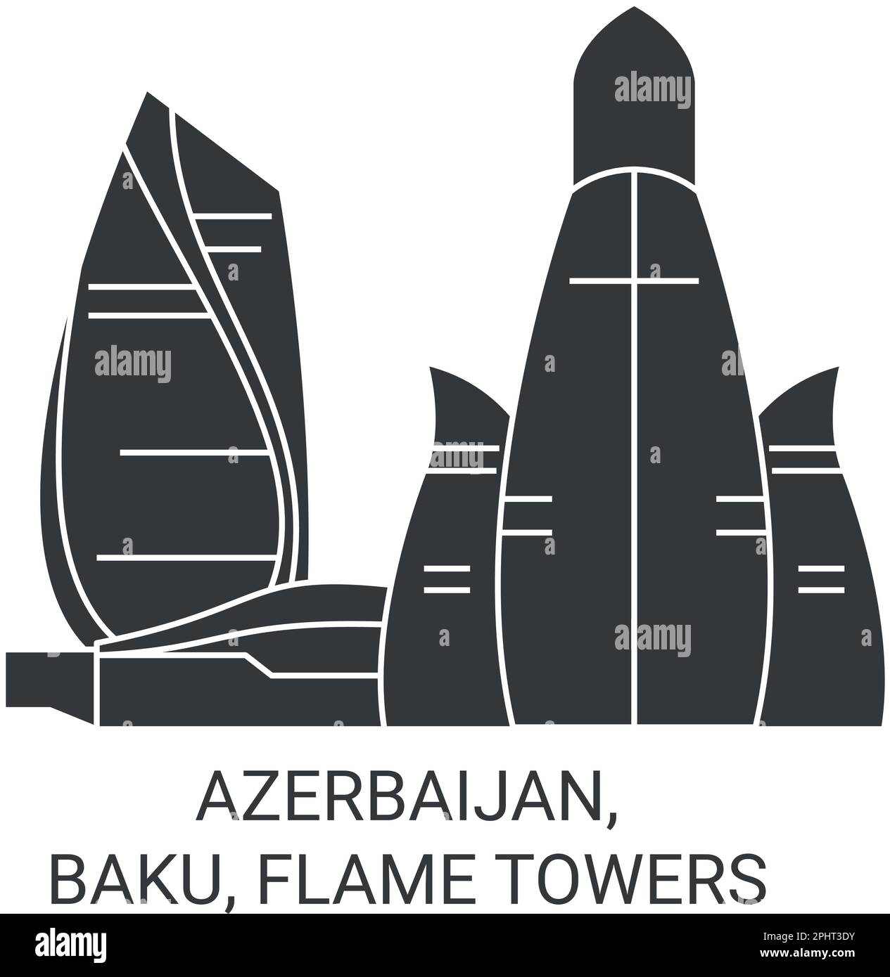 Azerbaijan, Baku, Flame Towers travel landmark vector illustration Stock Vector