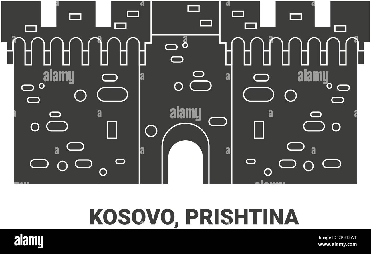 Kosovo, Prishtina, travel landmark vector illustration Stock Vector