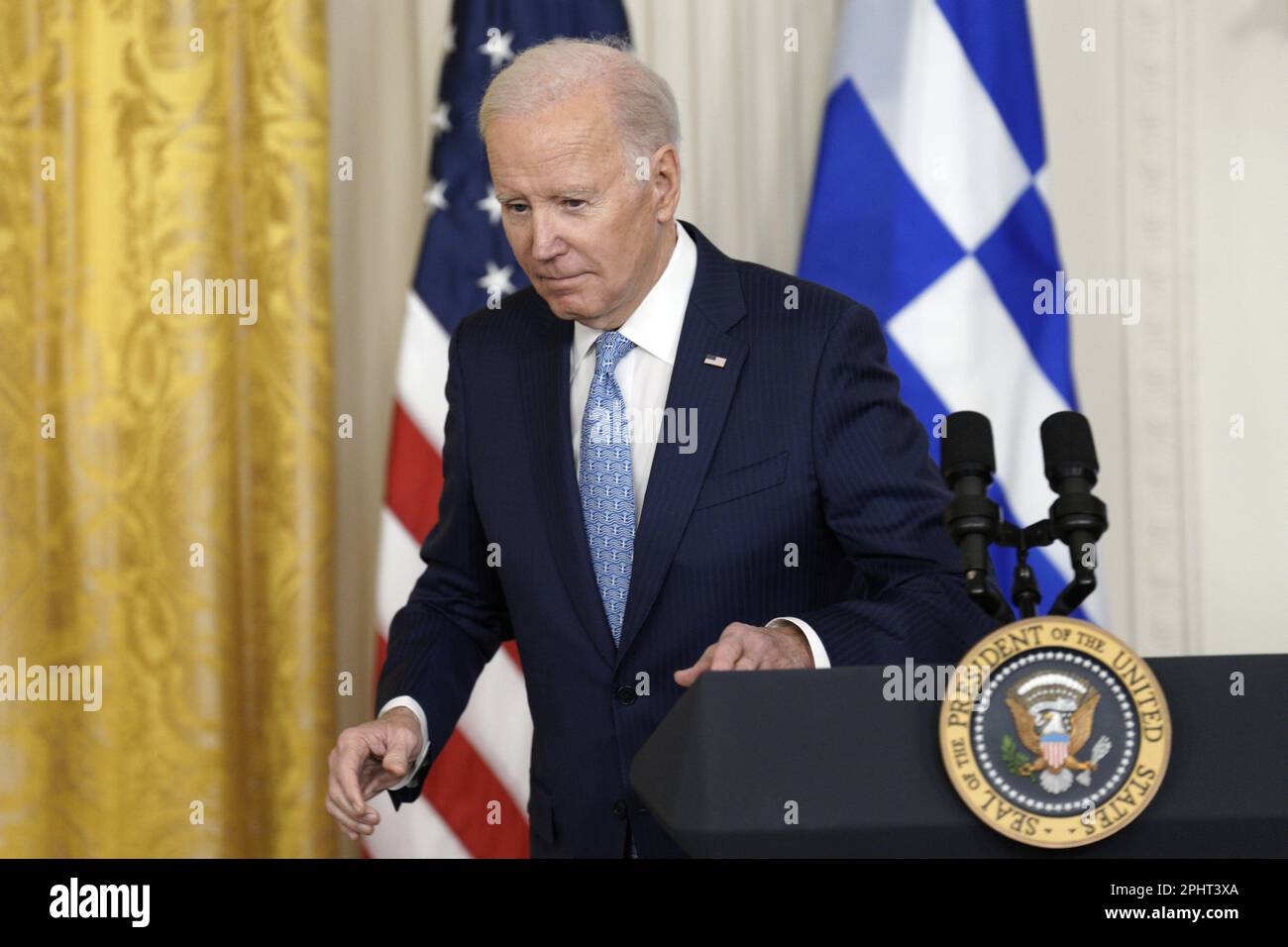 Washington, United States. 29th Mar, 2023. U.S. President Joe Biden speaks at a reception celebrating Greek Independence Day in the East Room at the White House in Washingto on March 29, 2023. Photo by Yuri Gripas/UPI Credit: UPI/Alamy Live News Stock Photo