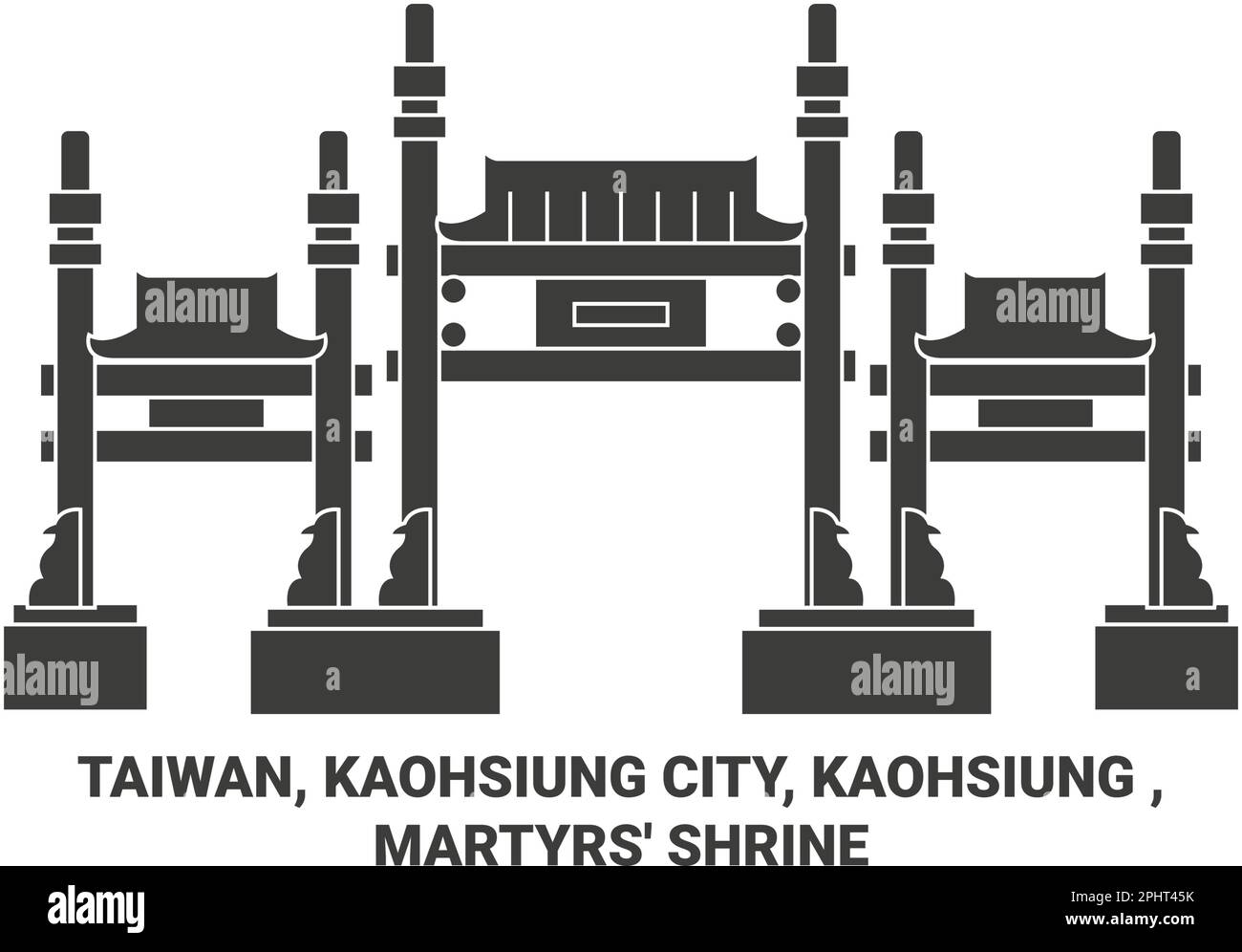 Taiwan, Kaohsiung City, Kaohsiung , Martyrs' Shrine travel landmark vector illustration Stock Vector