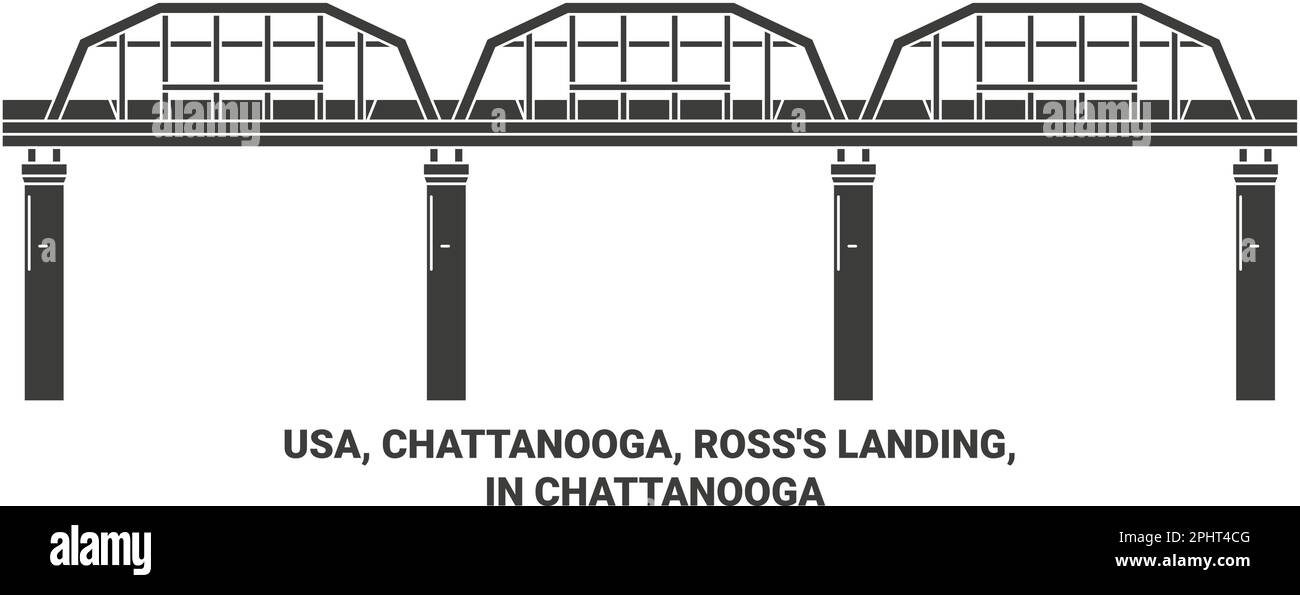 Usa, Chattanooga, Ross's Landing, In Chattanooga travel landmark vector illustration Stock Vector