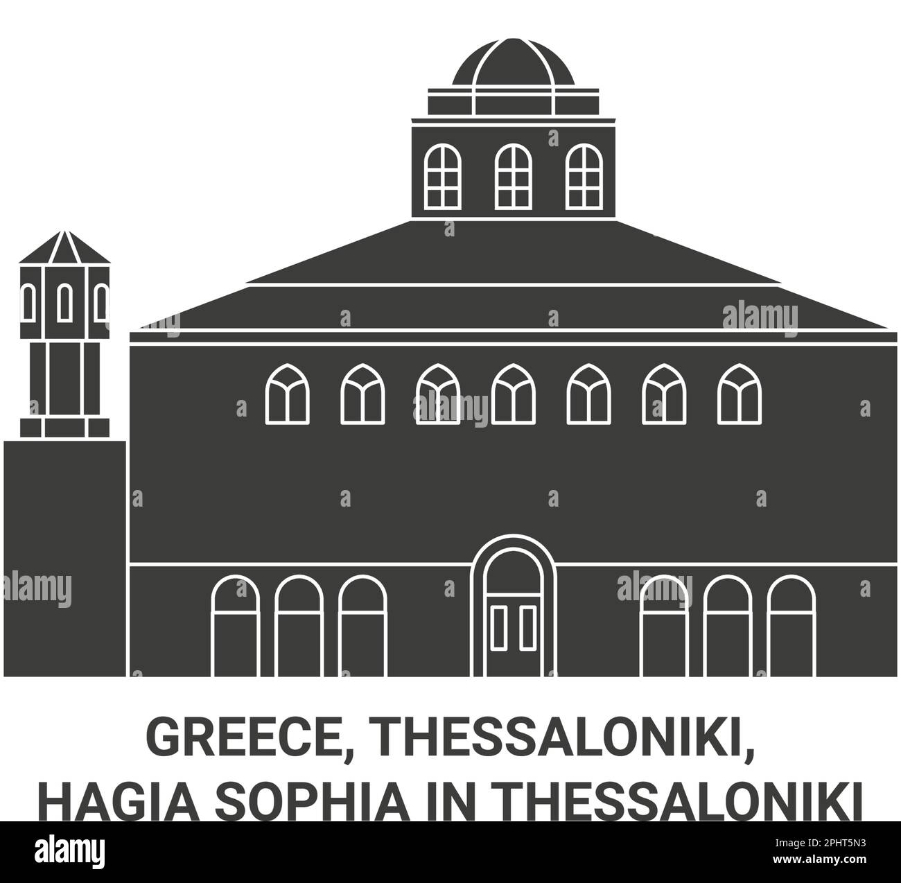Greece, Thessaloniki, Hagia Sophia In Thessaloniki travel landmark vector illustration Stock Vector