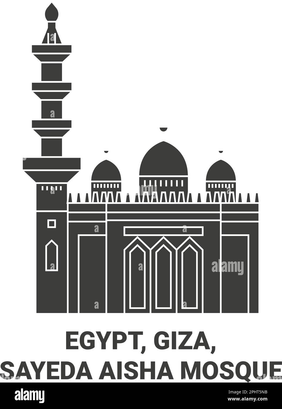 Egypt, Giza, Sayeda Aisha Mosque travel landmark vector illustration Stock Vector