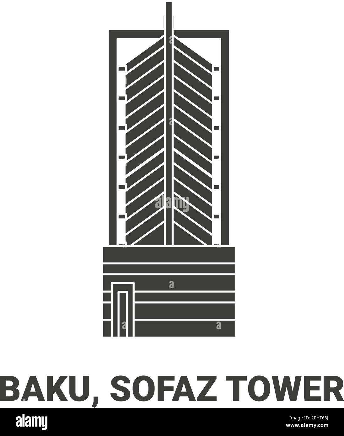 Azerbaijan, Baku, Sofaz Tower, travel landmark vector illustration Stock Vector