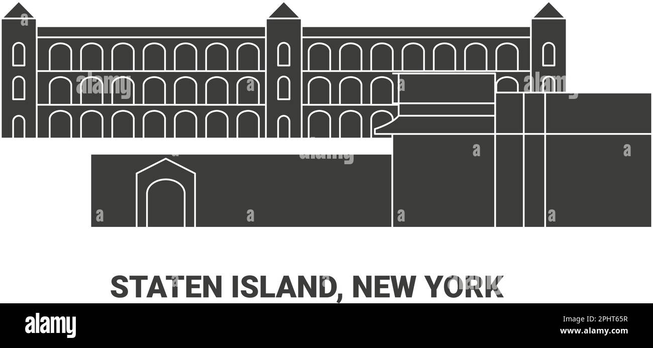 United States, Staten Island, New York travel landmark vector illustration Stock Vector