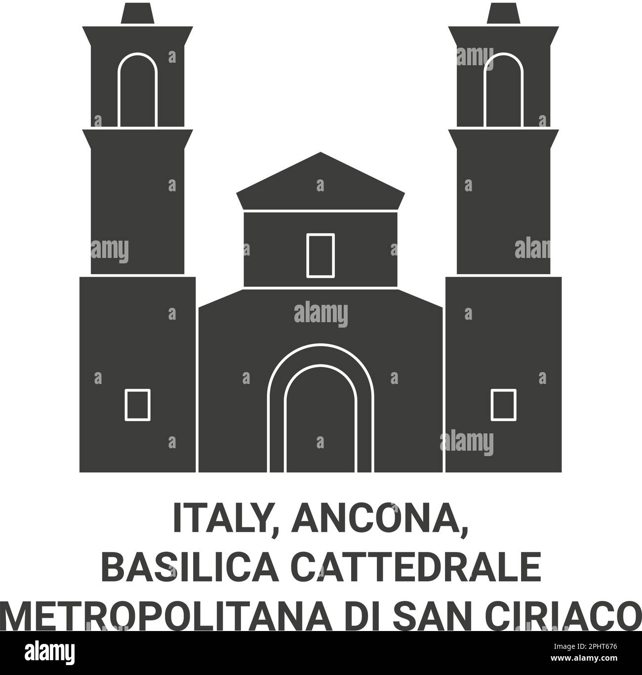 Italy, Ancona, Basilica Cattedrale Metropolitana Di San Ciriaco travel landmark vector illustration Stock Vector