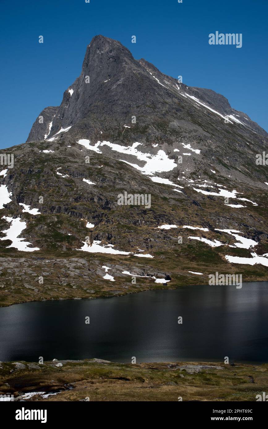 Meiadalen is running south from the highest point of Trollstigen in Møre og Romsdal county in Western Norway. Stock Photo