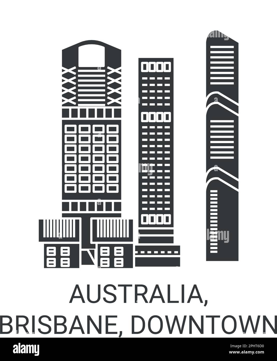 Australia, Brisbane, Downtown travel landmark vector illustration Stock Vector