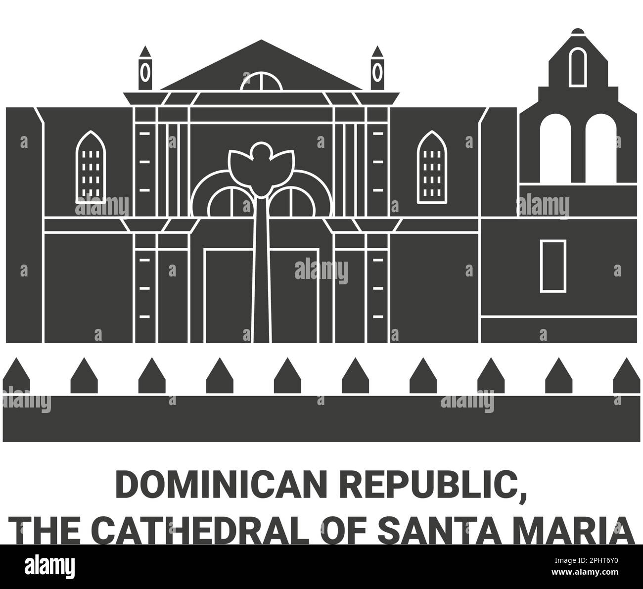 Dominican Republic, The Cathedral Of Santa Maria travel landmark vector illustration Stock Vector