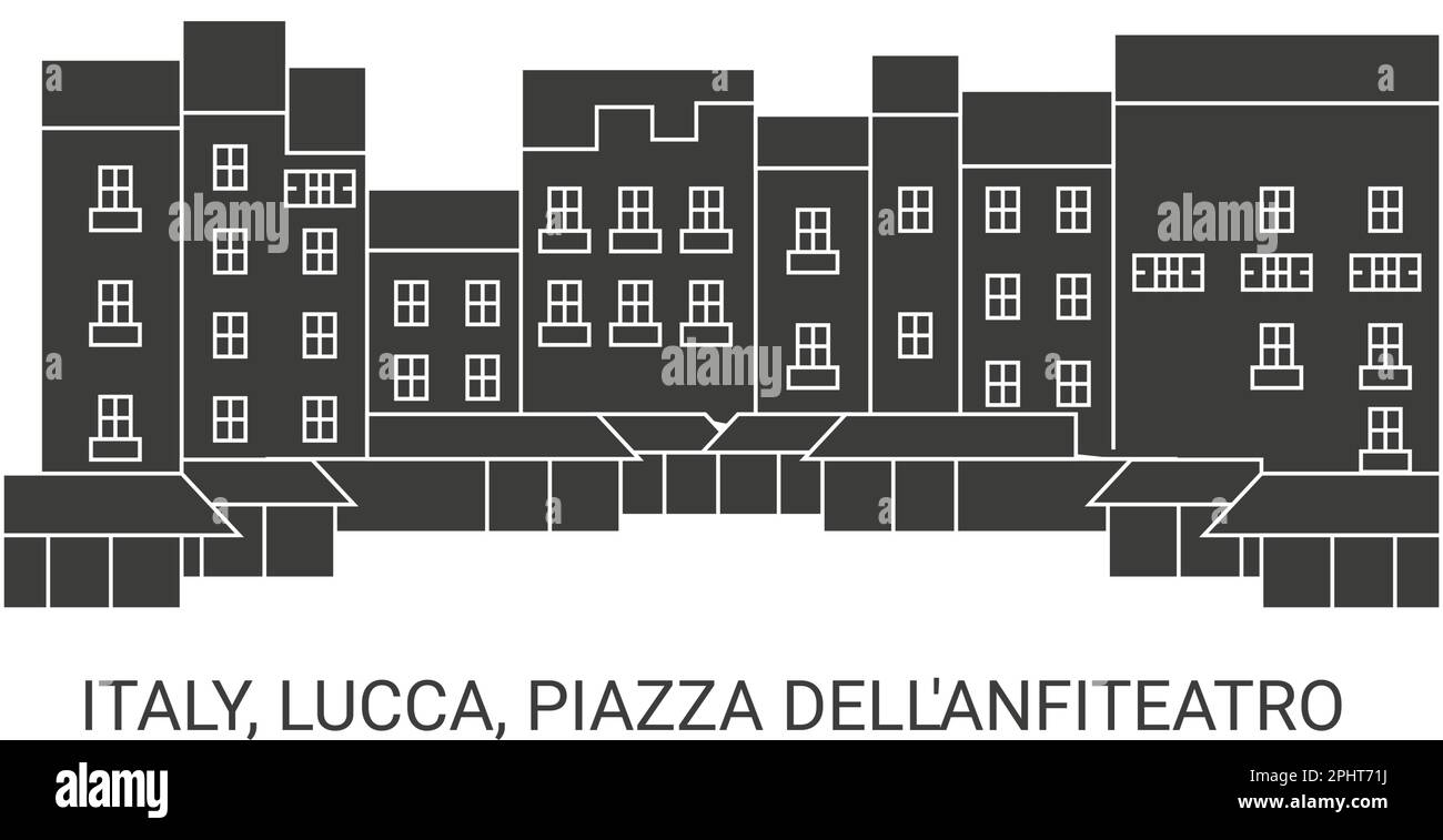Italy, Lucca, Piazza Dell'anfiteatro, travel landmark vector illustration Stock Vector