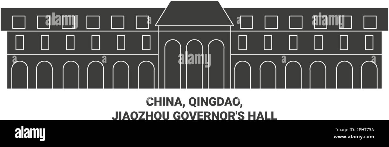China, Qingdao, Jiaozhou Governor's Hall travel landmark vector illustration Stock Vector