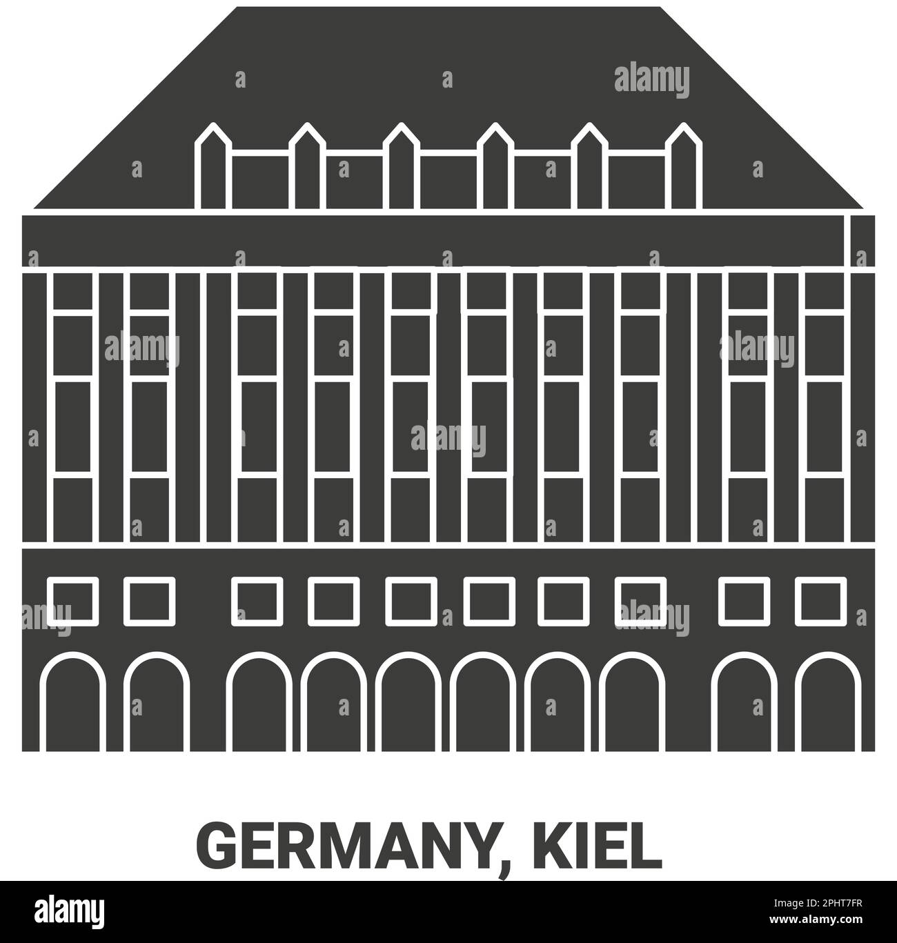 Germany, Kiel travel landmark vector illustration Stock Vector
