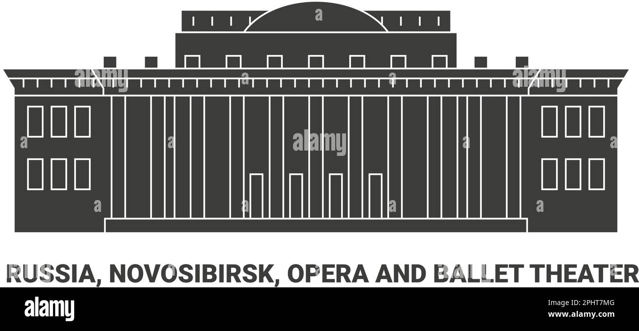 Russia, Novosibirsk, Opera And Ballet Theater, travel landmark vector illustration Stock Vector
