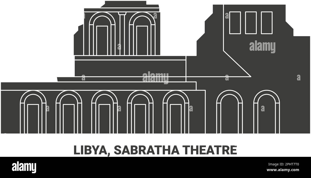 Libya, Sabratha Theatre, travel landmark vector illustration Stock Vector