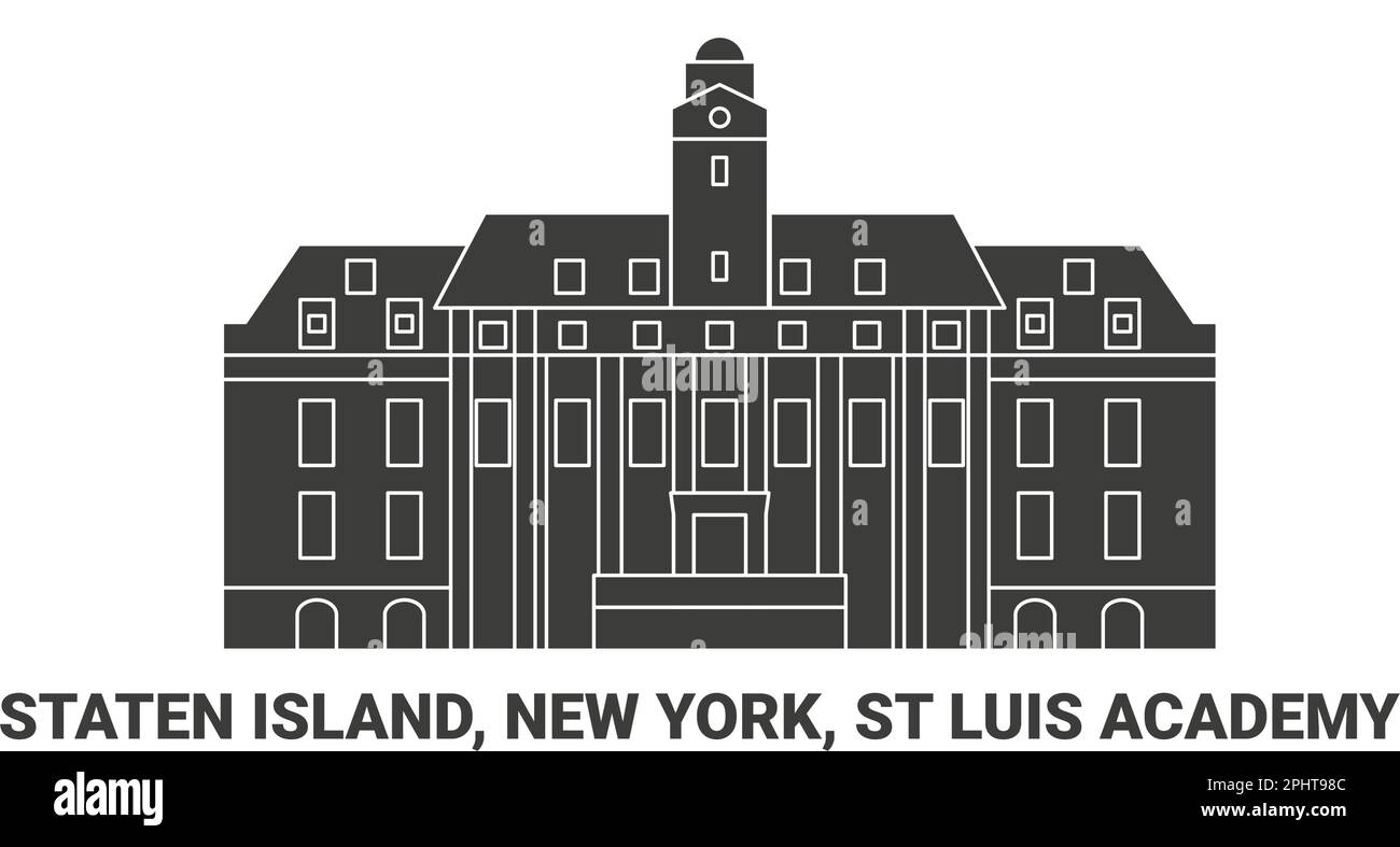 United States, Staten Island, New York, St Luis Academy travel landmark vector illustration Stock Vector