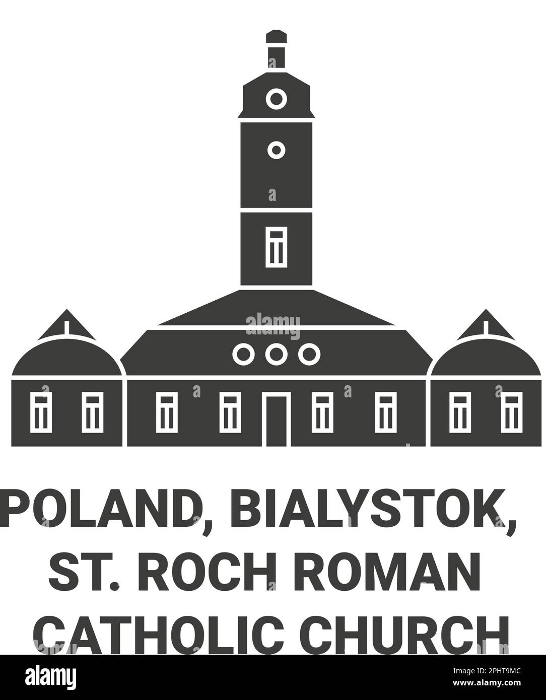 Poland, Bialystok, St. Roch Roman Catholic Church travel landmark vector illustration Stock Vector