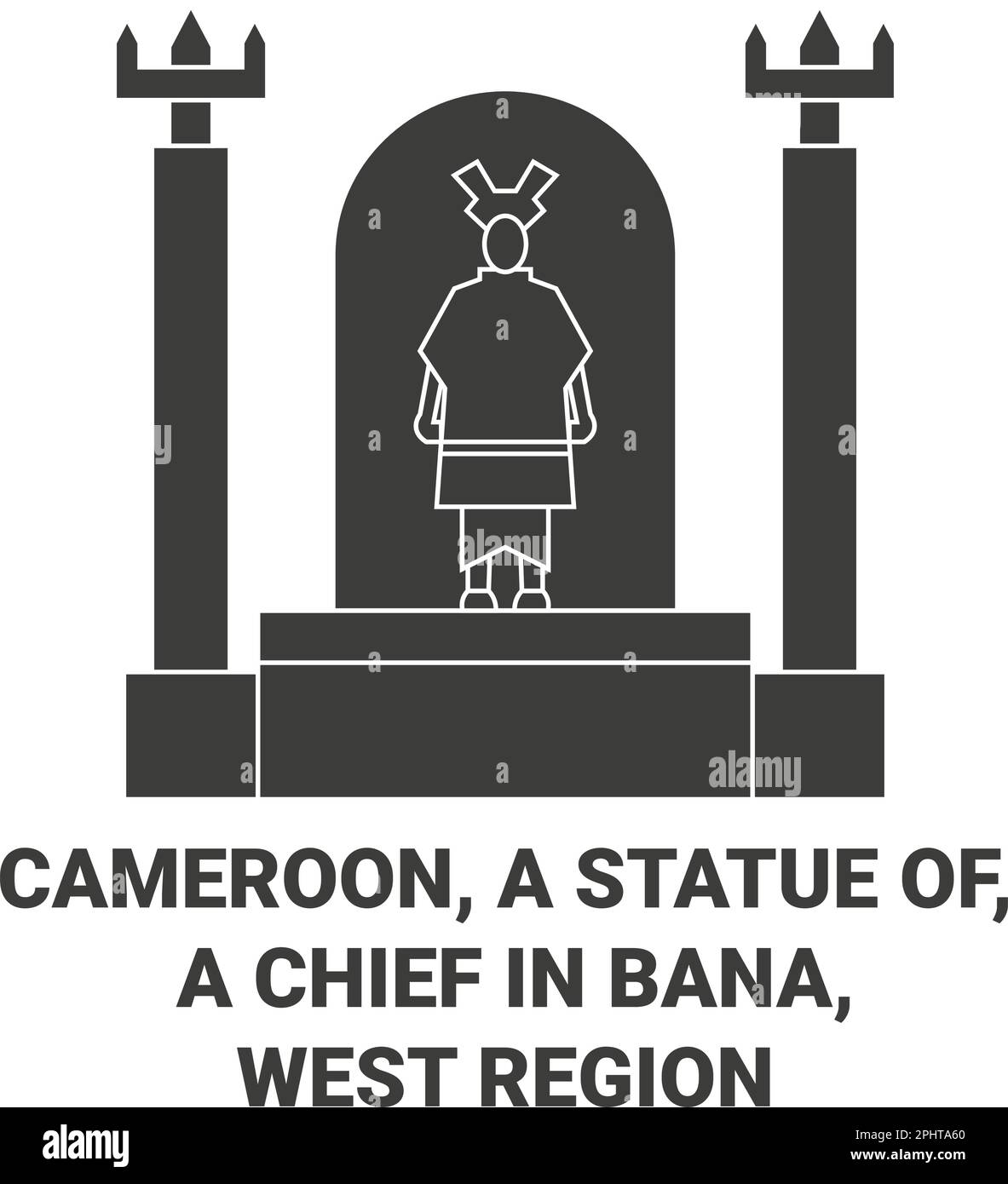 Cameroon, A Statue Of, A Chief In Bana, West Region. travel landmark vector illustration Stock Vector