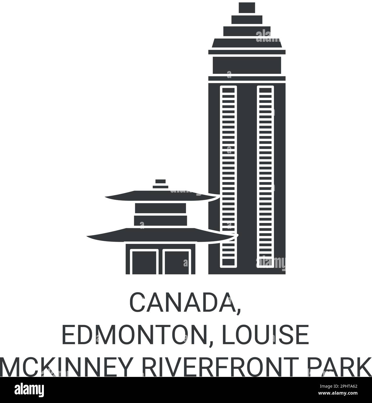 Canada, Edmonton, Louise Mckinney Riverfront Park travel landmark vector illustration Stock Vector