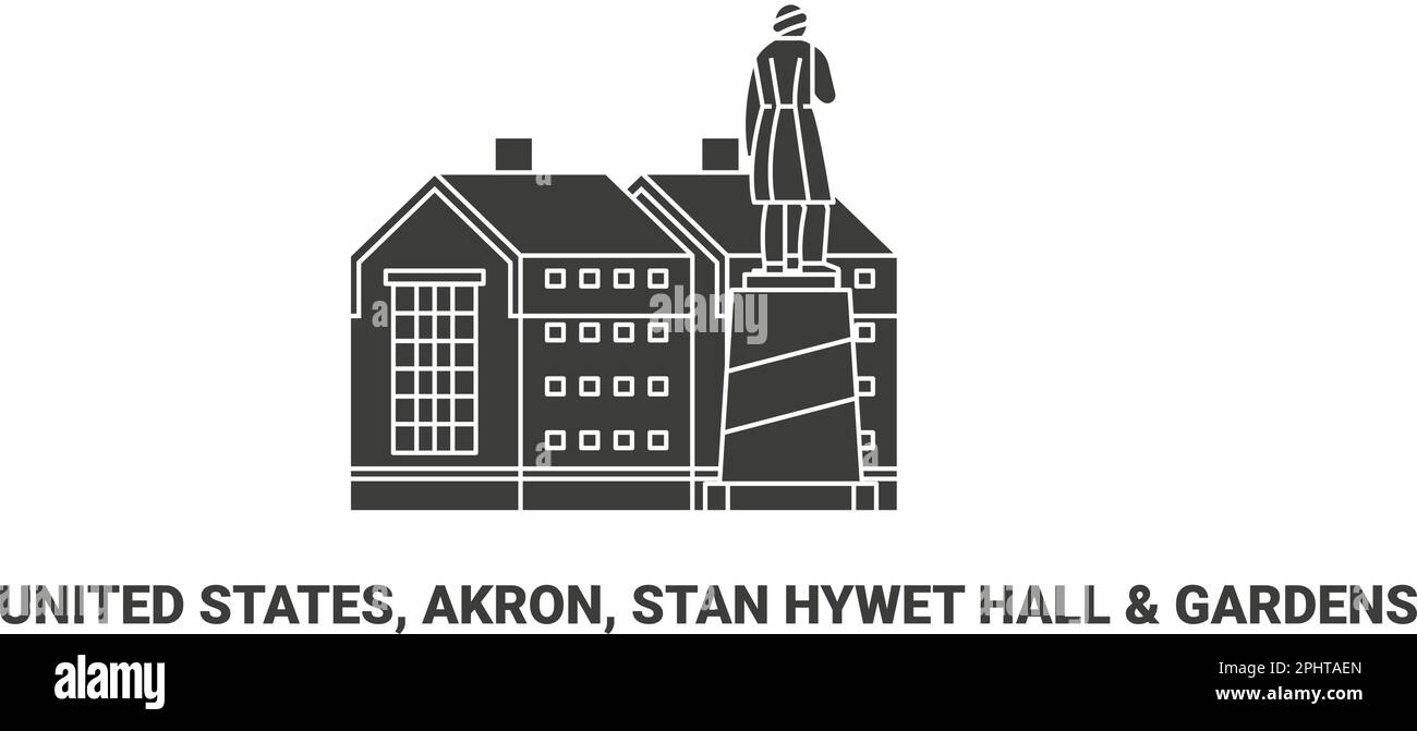 United States, Akron, Stan Hywet Hall & Gardens, travel landmark vector illustration Stock Vector