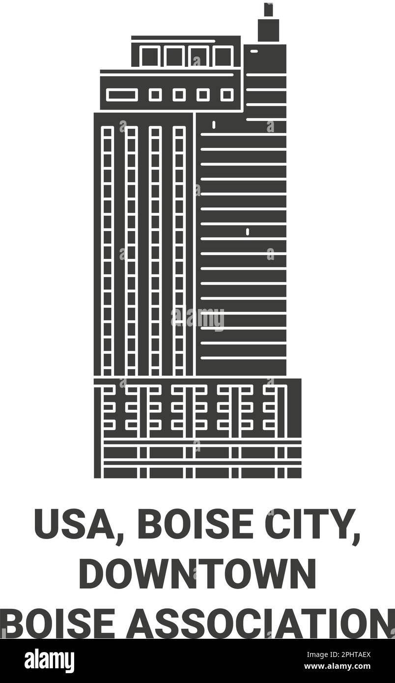 Usa, Boise City, Downtown Boise Association travel landmark vector illustration Stock Vector
