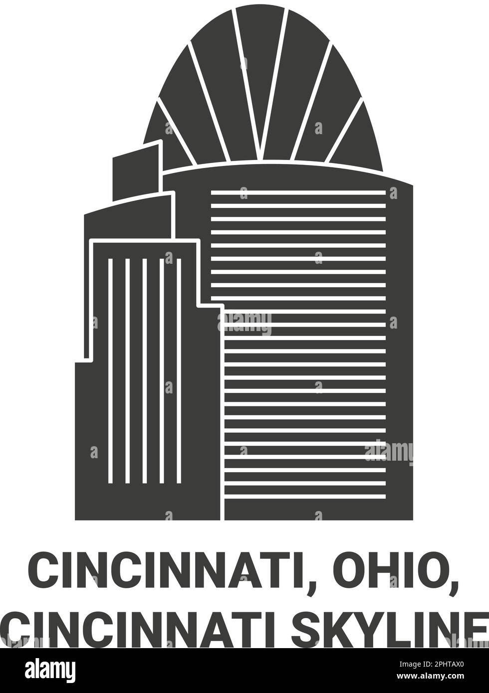United States, Cincinnati, Ohio, Cincinnati Skyline travel landmark vector illustration Stock Vector