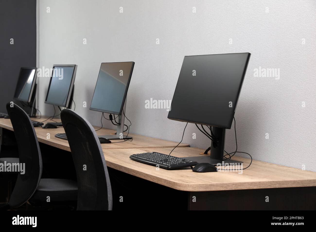 Many modern computers in open space office Stock Photo