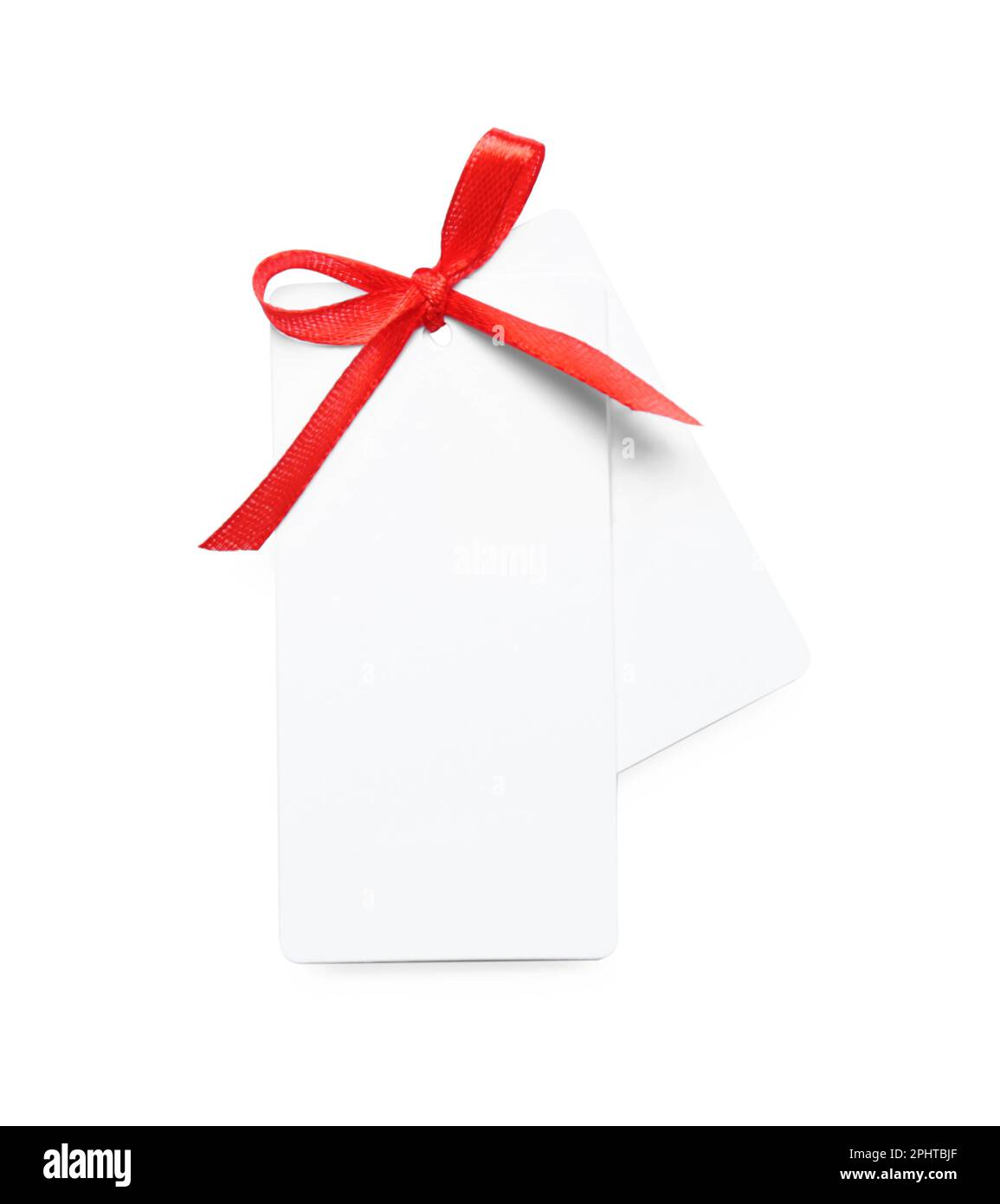 Blank gift tag with red ribbon hi-res stock photography and images - Alamy